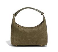 Luxurious Suede Hobo Bag - Women's Woven Leather Shoulder Bag with Spacious Interior, Olive Green, 8in x 4in x 6in
