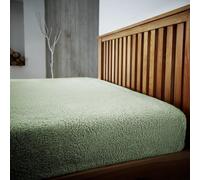 Luxurious Super Soft Warm & Cosy Teddy Fleece Fitted Sheets Cuddly Thermal Plain Winter Fitted Bed Mattress Sheet Single Double King Teddy Bedsheets (Sage Green, King)