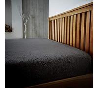 Luxurious Super Soft Warm & Cosy Teddy Fleece Fitted Sheets Cuddly Thermal Plain Winter Fitted Bed Mattress Sheet Single Double King Teddy Bedsheets (Charcoal, Double)