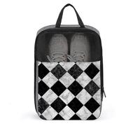 Luxurious Tile Floor Black White Marble Shoe Bag for Travel Daily Use Anti-dust Storage Carrier Golf Shoe Pouch