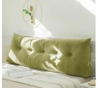 Luxurious Triangle Headboard Cushion for Double/King Size Bed Soft Velvet Pillow for Reading & Relaxation 200 x 40 x 12 cm (80 x 40 x 12 cm) Elegant Green Color