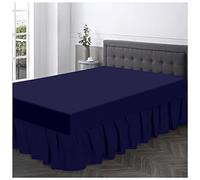 Luxurious Valance Sheets King Size, Soft & Comfy Non Iron Polycotton Plain Bedsheet, Percale Frill Bedding, Navy