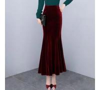 Luxurious Velvet Fabric, for Mermaid, high Waist Design, Wine red Color, for Slim fit Silhouette