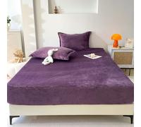 Luxurious Velvet Fitted Sheets，All-Season Milk Plush Bedding，15" Deep Pockets Mattress Protector Cover for a Cozy and Elegant Sleep Experience (Not Include Pillowcases) (Purple, King)