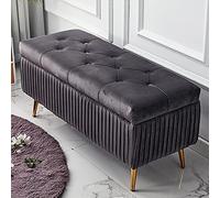 Luxurious Velvet Footrest Storage, Premium Fur Upholstered End of Bed nizer, Stylish Home Décor for Living Room & Entryway - H 80x40x45cm (31x16x18in)