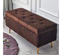 Luxurious Velvet Footrest with Storage - Premium Fur Upholstered End of Bed Bench for Living Room & Entryway, 60x40x45cm (24x16x18in)
