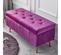 Luxurious Velvet Footrest with Storage - Premium Fur Upholstered for Living Room & Entryway, Stylish End of Bed Décor, 60x40x45cm (24x16x18in)