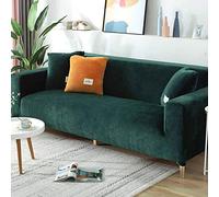Luxurious Velvet Sofa Slipcover for 2 3 4 Seater,Soft Plush Sofa Protector,Stretch Armrest Sofa Cover Water Resistance Furniture Protector-Dark Green-4Seater 235-280CM