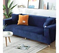 Luxurious Velvet Sofa Slipcover for 2 3 4 Seater,Soft Plush Sofa Protector,Stretch Armrest Sofa Cover Water Resistance Furniture Protector-Navy-2Seater 140-170CM
