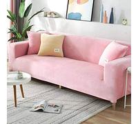 Luxurious Velvet Sofa Slipcover for 2 3 4 Seater,Soft Plush Sofa Protector,Stretch Armrest Sofa Cover Water Resistance Furniture Protector-Pink-3Seater 190-220CM