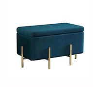 Luxurious Velvet Storage Ottoman Bench with Metal Legs Contemporary Upholstered Footstool Soft Bed End Seat Storage Stool for Bedroom Living Room Home Decor
