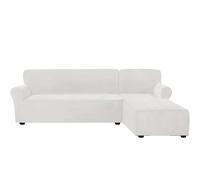Luxurious Velvet Stretch Sofa Covers 2-Piece Anti-Slip Set for Chaise Longue & 2/3 Seater Sofas Elegant White Slipcovers for Home Decoration