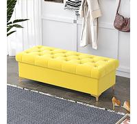 Luxurious Velvet with Storage, Modern Design for Bedroom & Living Room, Pink Upholstered Bed-End Furniture - 100x40x40cm (39x16x16)