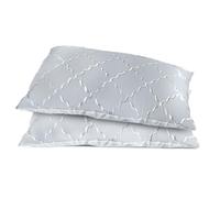 Luxurious Virgin Hollowfibre Filled Quilted Pillows - Hypoallergenic Silk Satin Pillowcase for Hair and Skin, Fade Resistant, Standard Size (1 Pair)