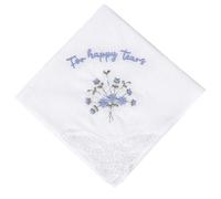 Luxurious Wedding Day Handkerchief,30x30 cm Embroidered White Cotton with Lace Edges,Personalized Something Blue Gift for Bride Mother and Father of the Bride,Sentimental Keepsake for Happy Tears