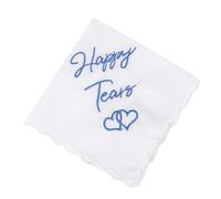 Luxurious Wedding Day Handkerchief - Embroidered White Cotton with Lace Edges, Something Blue Gift for Bride,for Mother and Father of the Bride, Sentimental Keepsake for Happy Tears - 30x30 cm