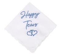 Luxurious Wedding Day Handkerchief - Embroidered White Cotton with Lace Edges, Something Blue Gift for Bride,for Mother and Father of the Bride, Sentimental Keepsake for Happy Tears - 30x30 cm