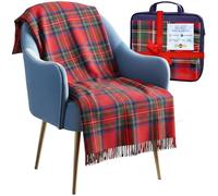Luxurious Wool Knee blankets for elderly, Adults - 74x31" - Scottish tartans - Fringed edges, check Cosy sofa throws - Reading, Wheel chair, Travel - winter Blanket (Royal Stewart Tartan)