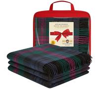 Luxurious Wool Tartan Blankets for beds, Sofa throws - Baird Modern Tartan - warm large size 74x62 Inches, Fringed edges - Scottish plaid check Soft Cozy Rug - Mothers day, Wedding gifts
