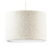 Luxuriously Textured White Boucle Lamb Wool Fabric Pendant Light Shade | for Scandinavian Modern Organic and Cosy Minimalist Decor Schemes by Happy Homewares