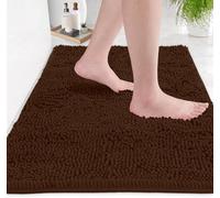 LuxUrux Bath Mat-Extra-Soft Plush Bath Shower Bathroom Rug, 1'' Chenille Microfiber Material, Super Absorbent Shaggy Bath Rug (Brown, 50 x 80 cm)