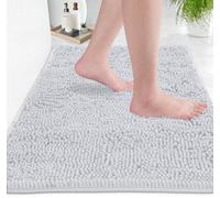 LuxUrux Bath Mat-Extra-Soft Plush Bath Shower Bathroom Rug, 1'' Chenille Microfiber Material, Super Absorbent Shaggy Bath Rug (White, 50 x 80 cm)