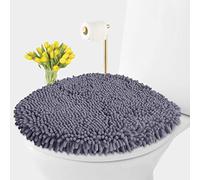 LuxUrux Toilet Lid Cover, Extra-Soft Plush Seat Cloud Washable Shaggy Microfiber Standard Toilet Lid Covers for Bathroom Machine Wash & Dry (Toilet Lid Cover, Dark Gray)