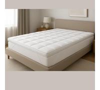 Luxury 10 cm Deep Mattress Topper - Hotel Quality Pillow Style Box Stitched Microfibre Bed Topper with Soft Polyester Filling, Hypoallergenic, Washable & Foldable for Extra Comfort (King)