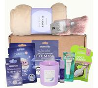 Luxury 10-Piece Spa Gift Set for Women - Pamper Hamper with Lavender Sleep Patch, Foot Mask, Lip Balm, Candle, Socks & Blanket - Relaxing Self Care & Beauty Present