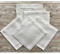 Luxury 100% Cotton White Hemstitch NAPKINS Dining / Tea / Cocktail Coaster / Wedding Dinner Table Linen, Set of 6 (Dining Napkin 17 x 17inch (45 x 45cm))