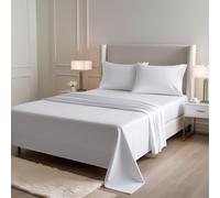 Luxury 100% Egyptian Cotton Bed Sheet Set - 200 Thread Count, 40cm Deep Pocket Fitted Sheet, Flat Sheet & Pillowcase(s) 50x75cm - Single, Double, King & Super King Sizes (White, Super King)