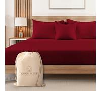 Luxury 100% Egyptian Cotton Fitted Sheet, 1 Piece 1000 TC King Size Fitted Sheets, Soft Comfortable Bed Sheets, Sateen Weave Fitted Sheets King Size, 41cm/16" Deep Fitted King Size Sheet, Burgundy