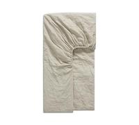 Luxury 100% Natural Linen Fitted Sheet | Extra Strong Elastic Pure Linen Bed Sheets | Luxurious Hotel Quality | Belgian French Flax Woven in Portugal | Almond - Double