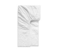 Luxury 100% Natural Linen Fitted Sheet | Extra Strong Elastic Pure Linen Bed Sheets | Luxurious Hotel Quality | Belgian French Flax Woven in Portugal | White - Double