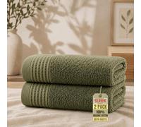 Luxury 100% Organic Cotton Bath Sheets (100x150cm) - Pack Of 2 - 630GSM Soft & Absorbent Extra Large Bath Towels - Hypoallergenic Towels Bath Sheets - Durable Bath Sheet for Homes & Hotel (Sage Green)