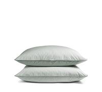 Luxury 100% Organic Cotton Striped Superking Pillowcases | Super King Size Pillow cases 50 x 90cm | Luxurious Hotel Quality Pure Cotton | Reversible 4mm or 2mm Stripe | Sage Stripe - Percale Finish