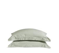 Luxury 100% Organic Cotton Superking Edged Pillowcases | Oxford Border Super King Pillow cases 50 x 90cm | Luxurious Hotel Quality Pure Cotton | Percale or Sateen Finish | Sage Green - Soft & Smooth