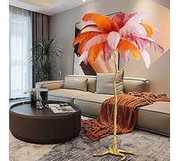 Luxury 100% Resin Ostrich Feather Floor Lamp with 5 LED Lights Elegant Home Decor for Living Room and Bedroom Unique Chandelier Design