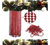 Luxury 10m Christmas Tree & Room Decoration - 8mm Bead Garland, 10m Long (Red)