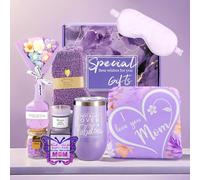 Luxury 10Pcs Mom Gifts Set Basket, Mothers Day Christmas Anniversary Birthday Gifts10Pcs Set for Mom, Mother Spa Skincare Set with Silk Eye Mask Blanket Tumbler, Ideal Gifts for Mother's Day