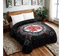 Luxury 11lb Korean Black Blanket - 2 Ply Heavy Rachel Blanket, Silky Soft & Warm Winter Bed Throw for Home & Sofa (Black, King (220 x 240))