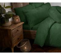 Luxury 12" Extra Deep Green Teddy Fleece Fur Single Size Fitted Bed Sheet, Soft Cosy Bedding, Thermal Warm, Energy Efficient, 30cm Elasticated Side By Littens (91cm x 190cm)