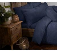 Luxury 12" Extra Deep Navy Blue Teddy Fleece Fur Double Size Fitted Bed Sheet, Soft Cosy Bedding, Thermal Warm, Energy Efficient, 30cm Elasticated Side By Littens (137cm x 190cm)