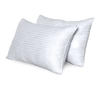 Luxury 2 Pack Hotel Quality Pillows, Extra Filled Hollowfibre, Comfortable Anti-Allergy, Bounce Back Hypoallergenic, Soft Satin Stripe For Side Sleepers