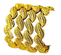 Luxury 24K Gold Color Bangles for Unisex Wear A Set of Bohemian Style Bracelets with Charm for A Statement Jewelry Look