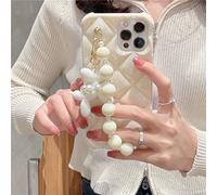 Luxury 3D Diamond Pearl Poodle Bracelet Chain Phone Case For iPhone 11 12 Pro Max MiNi X XR XS 7 8 plus Soft Protective Cover,White,For iPhone 11