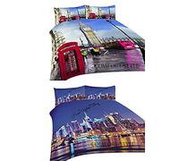 Luxury 3D New York Duvet Cover Set With Pillowcases - Sky Scrappers 3D Effect Print Design - Soft Polycotton Bedding set In All Uk Sizes (New York, Single Duvet Set)