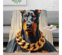 Luxury 3D Printed Doberman Blanket Microfiber Sofa Decor Dog Pattern Throw Blanket Soft Warm for Adults 40x50(100x130cm)