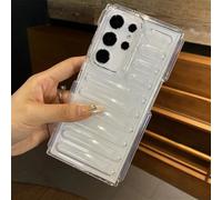 Luxury 3D Stripe Cushion Armor Case For Samsung Galaxy S25 S24 S23 Ultra Plus FE A55 A35 M55 M15 F55 Shockproof Cover,Clear,For Samsung S23Plus