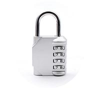 Luxury 4 Digit Combination Lock for Gym/Sports/School/Employee Locker/Fence/Hasp and Storage -Easy to Set Your Own Keyless Resettable (Silver)